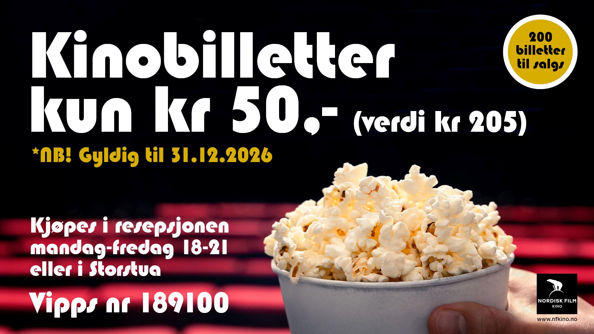 Kjempetilbud på kinobilletter!