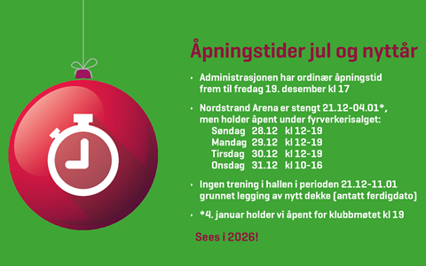 Åpningstider julen 2026