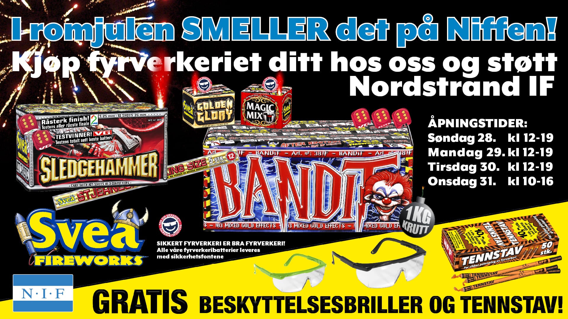 Kjøp fyrverkeriet ditt på Niffen!