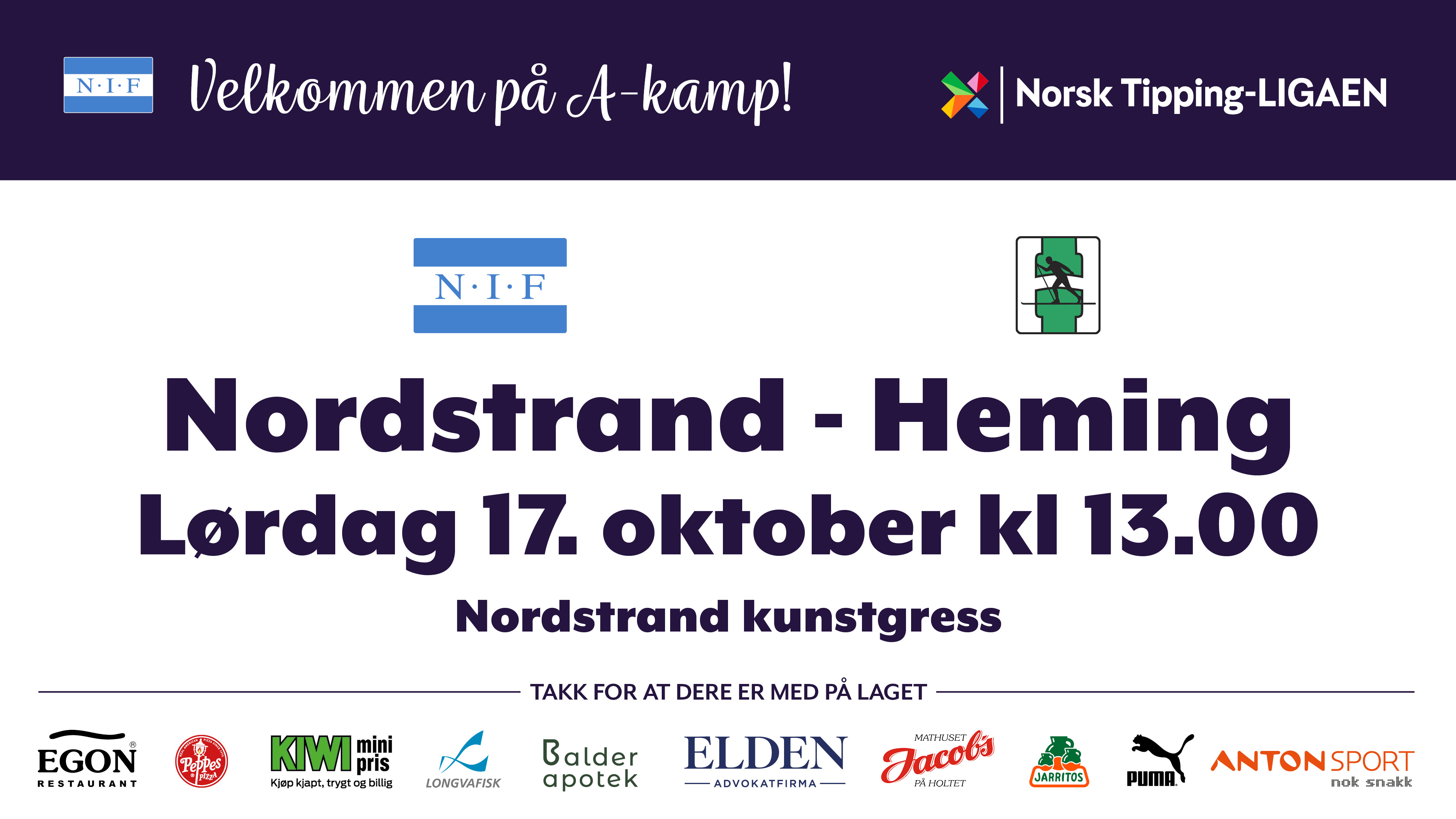 Heming på lørdag!