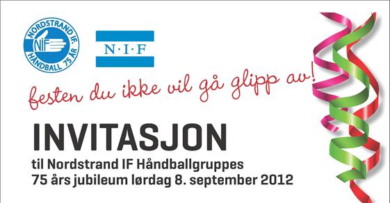 Invitasjon NIF Håndball 75 års fest